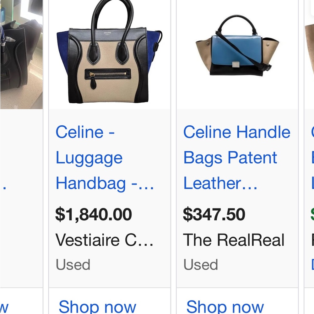 Celine Tricolor Mini Luggage Tote in Brown, Black, and Navy - Picture 7 of 11